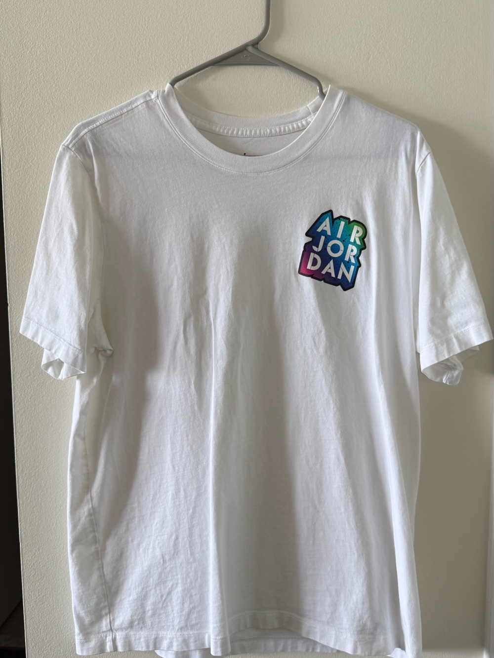 Jordan White Short-Sleeve Tee with Multicolor Air Jordan Patch